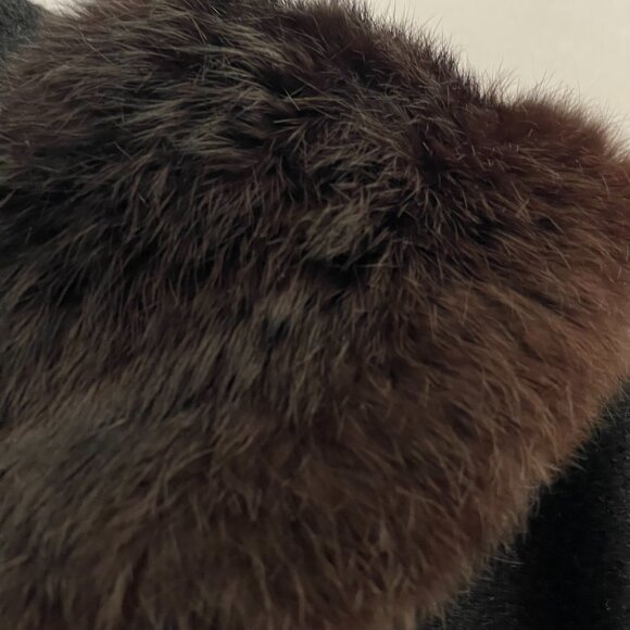 Vintage 50s 60s Wool Coat Fur Collar Black Women Union Made‎ Overcoat Retro - Picture 8 of 16